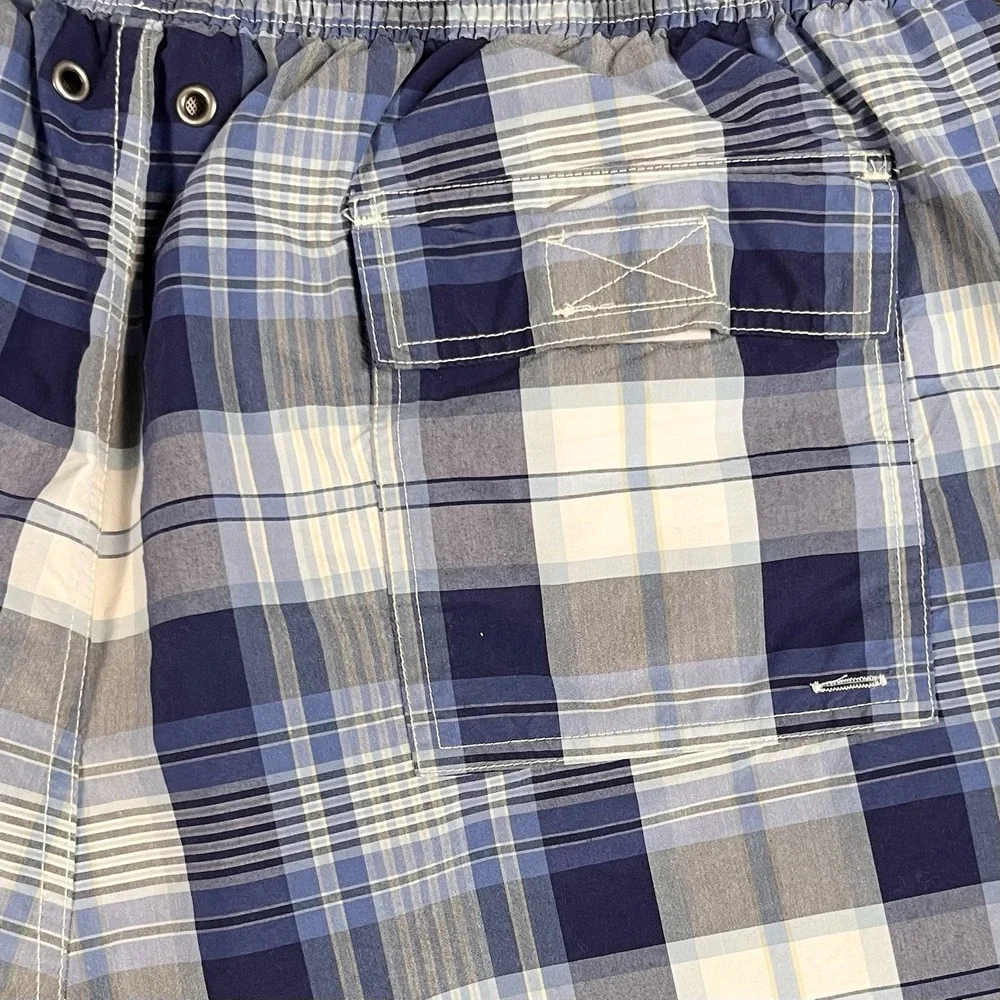 Polo Ralph Lauren Mens Swim Shorts Trunks Blue Plaid‎ XL Lined Resortwear Beach